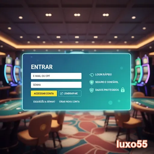 Tela de login do aplicativo luxo55 para jogadores VIP.