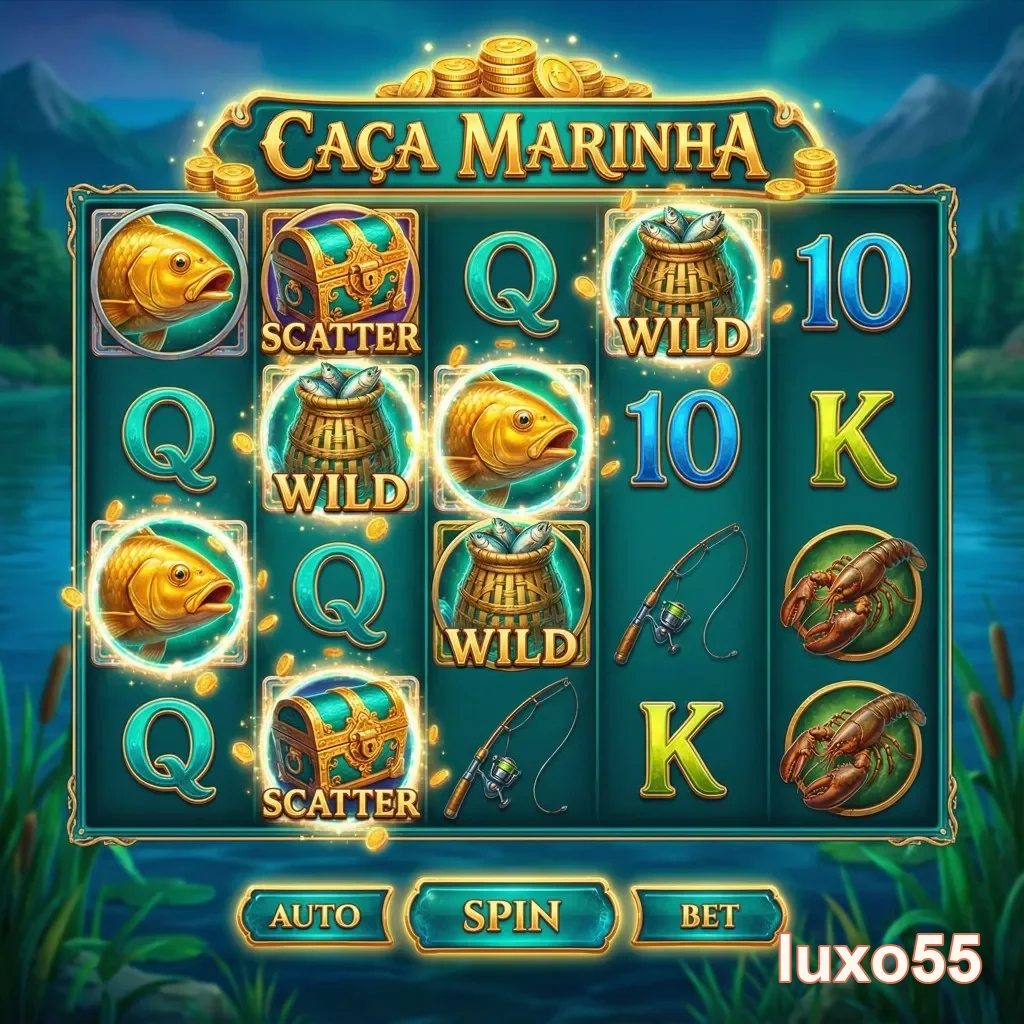 Caça Marinha, caça-níqueis do luxo55 com símbolos especiais.