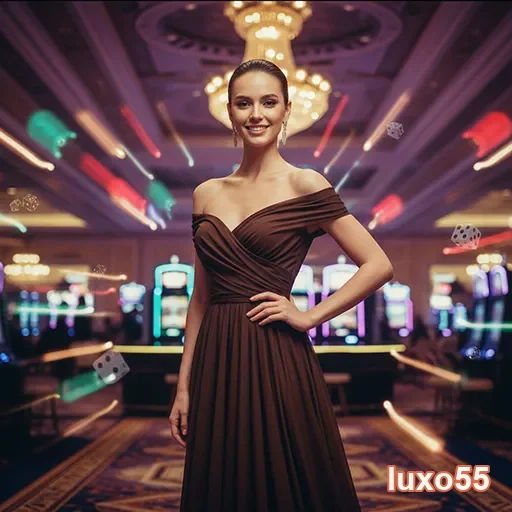Jogadora VIP em cassino online luxo55, destacando slot games.