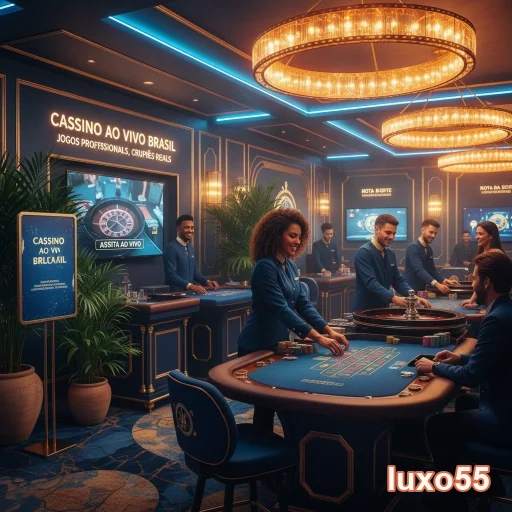 Ambiente de cassino ao vivo no luxo55 com dealers profissionais.