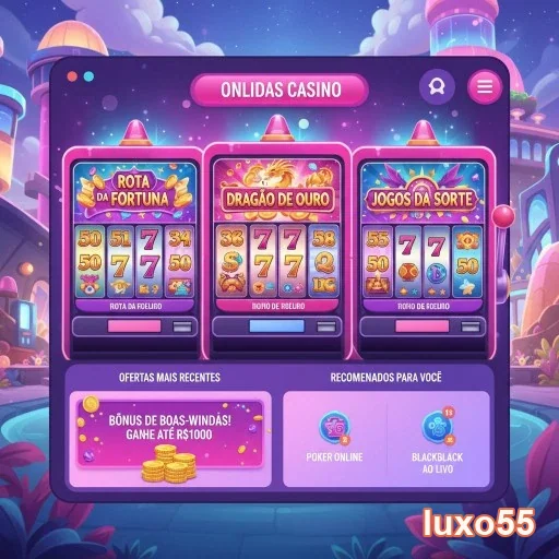 Interface de jogos VIP premium presente no luxo55.