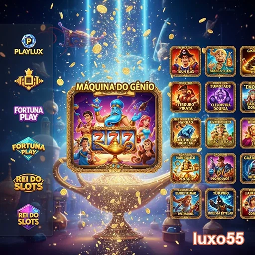 Imagem de jogos no luxo55 com destaque para Máquina do Gênio.