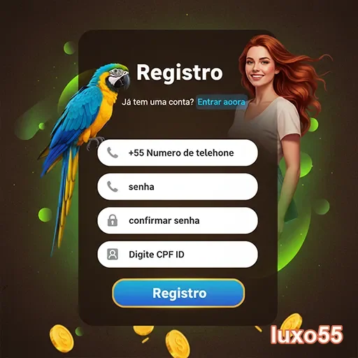 imagem do registro de conta no luxo55 com suporte visual.