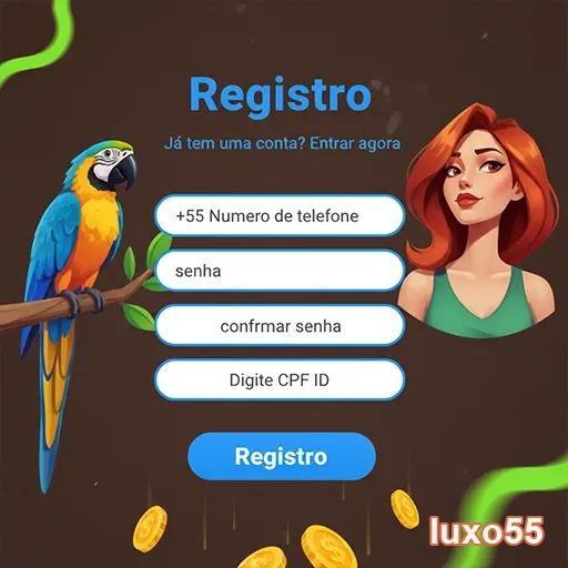 Tela de registro do luxo55 com campos para dados do usuário.
