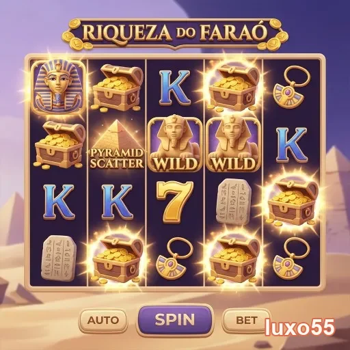 tela do jogo Riqueza do Faraó disponível no luxo55