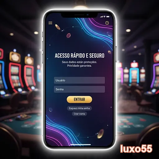 luxo55 exibe tela de login com acesso seguro em mobile.