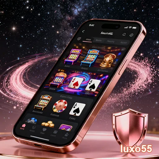 Celular mostrando o programa VIP com jogos de slots no luxo55.